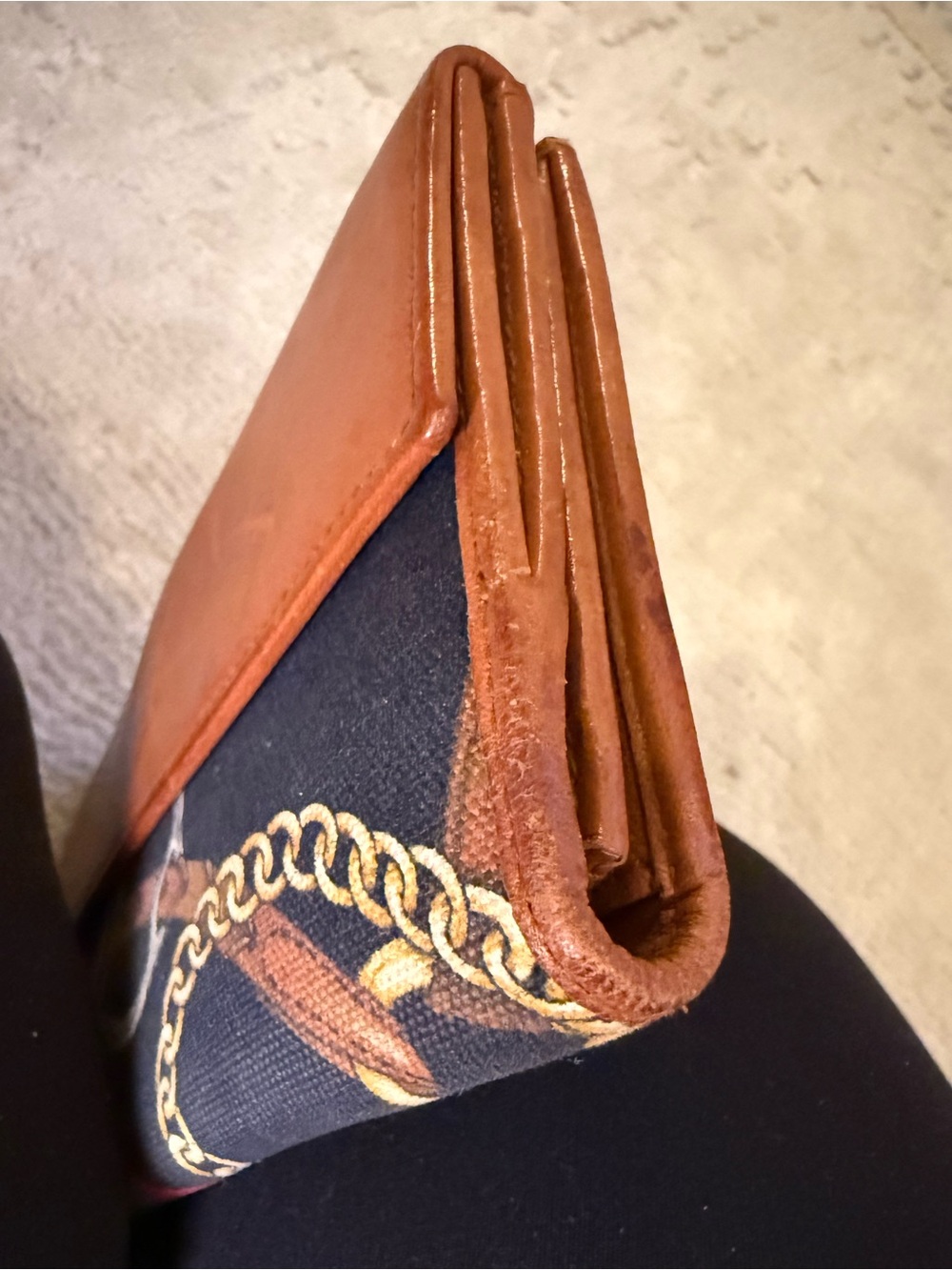 RARE Vintage Ralph Lauren Leather & Canvas Wallet with Unique Horseshoe Closure - Picture 7 of 9